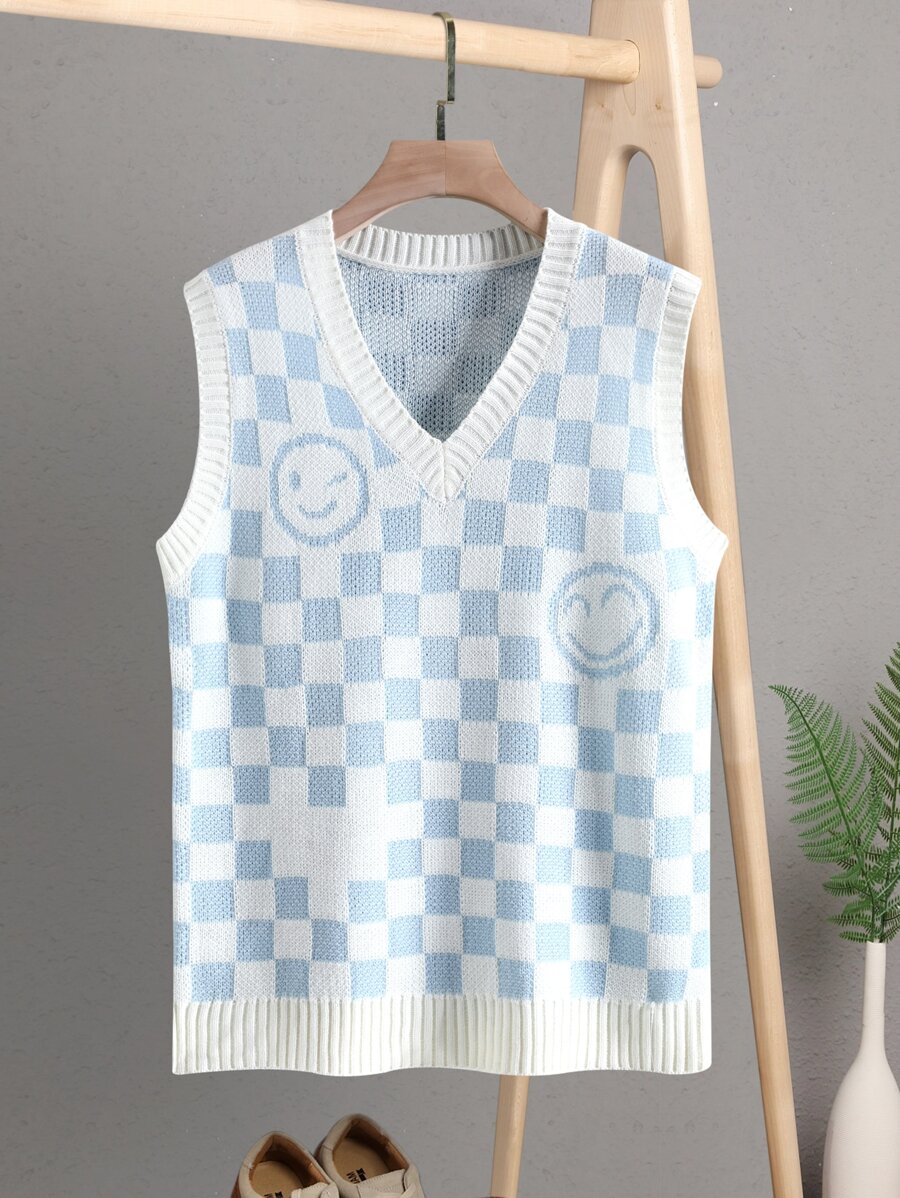 Manfinity Áo len nam Hoạt hình Sọc ca rô Giải trí