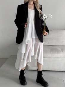 DAZY Layered High Low Hem Cami Dress Flowy Dress Cruise Women Outfits Vacation Outfits Women - White - View 2