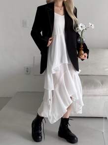 DAZY Layered High Low Hem Cami Dress Flowy Dress Cruise Women Outfits Vacation Outfits Women - White - View 4