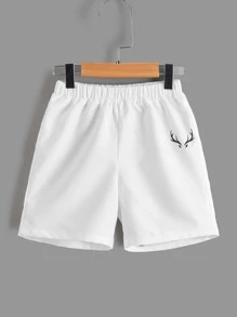 SHEIN Chàng trai trẻ Antlers In Cổ giả Áo sơ mi & Quần short - Nhiều màu - Xem 5