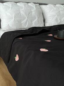 Cartoon Peach Embroidered Bedspread - Black - View 3
