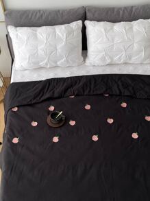 Cartoon Peach Embroidered Bedspread - Black - View 5