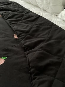 Cartoon Peach Embroidered Bedspread - Black - View 7