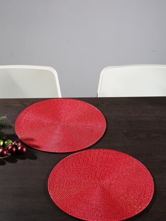 Tapete de comedor de costura de polipropileno rojo, 1 pieza-6 piezas