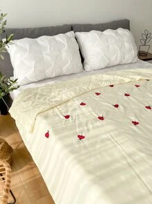 Beetle Embroidered Quilted Bedspread