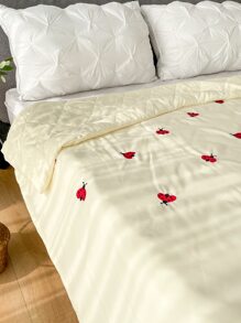 Beetle Embroidered Quilted Bedspread
