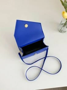 纯色时尚迷你鳄鱼纹单肩斜挎包手提包化妆包 - 藍色 - 查看 5