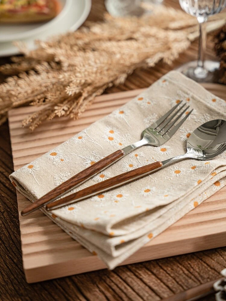 Flower Design Cloth Napkin, Multifunction Table Napkin, Prop Background Decoration, For Home - Multicolor - View 7