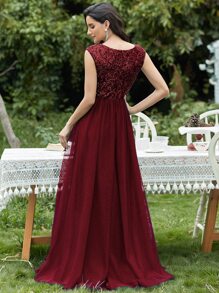 EVERPRETTY Đầm Dây kéo màu trơn Màu Đỏ Sâu Hấp dẫn - Màu Đỏ Sâu - Xem 2