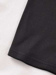 SHEIN Girls Letter & Flamingo Print Tee & Trousers PJ Set - Black - View 5