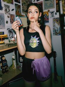 Rick and Morty | ROMWE Street Life Cartoon Graphic PJ Set - Multicolor - View 7