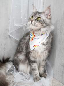 Rainbow Print Pet Bandana - Multicolor - View 2