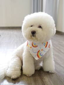Rainbow Print Pet Bandana - Multicolor - View 3