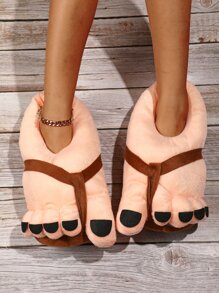 Divertidas zapatillas de interior antideslizantes y cálidas con estampado de dibujos animados, unisex - Marrón - Ver 3