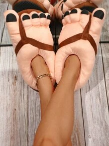 Divertidas zapatillas de interior antideslizantes y cálidas con estampado de dibujos animados, unisex - Marrón - Ver 5