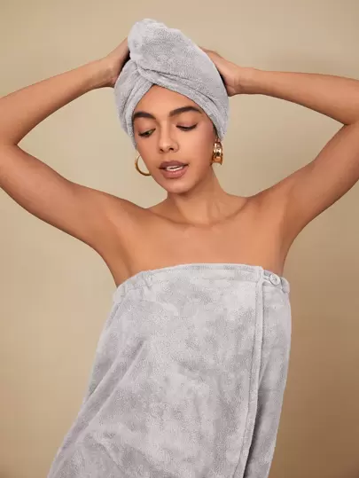 SHEIN Basic living BASIC LIVING 速干超细纤维干发巾（银河灰）圣诞节节日礼物送礼家居浴室装饰