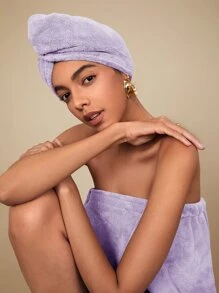 SHEIN Basic living 2nd Generation Quick Dry Microfiber Hair Towel, For Hair/Face/Body Christmas For Holiday Gift Giving Home Bathroom Decor - Purple - View 9