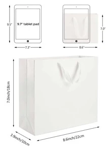 5件/10件/套服装袋，大理石纹礼品袋，生日礼物纸袋，节日派对牛皮纸外包装袋，竖式白色牛皮纸袋，派对用品