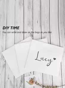 5件/10件/套服装袋，大理石纹礼品袋，生日礼物纸袋，节日派对牛皮纸外包装袋，竖式白色牛皮纸袋，派对用品