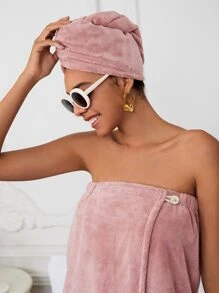 SHEIN Basic living BASIC LIVING Exclusive Quick Dry Microfiber Hair Turban Towel Coral Fleece Holiday Gift-Ash Rose Christmas For Holiday Gift Giving Home Bathroom DecorHair Bonnet