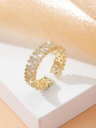 1 pièce Zircone Cubique Décor Anneau Cuivre Bijou