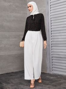 Mulvari 愛心圖案木耳褶皺邊繫帶領襯衫 - 黑色 - 查看 3