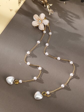 人造珍珠裝飾花朵設計髮爪