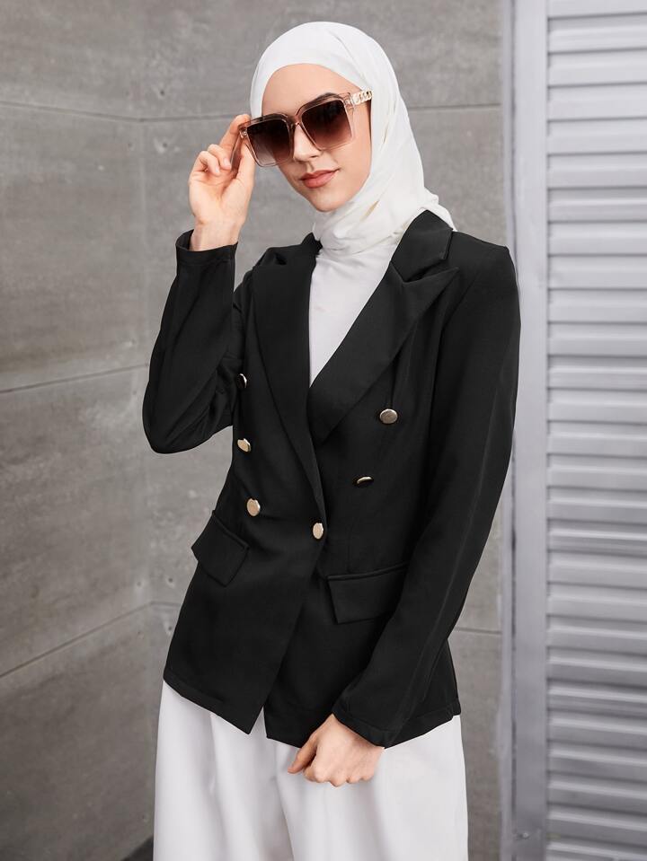 ZAFUL ダブルブレスト ラペル ブレザー【送料込み】 ZARA 金ボタン ダブルブレストブレザー XS｜Yahoo!フリマ（旧