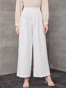 Firerie Plicated Detail Wide White Leg Pants - White - View 1