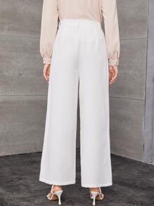 Firerie Plicated Detail Wide White Leg Pants - White - View 2