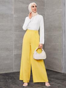Double Crazy Women's Solid Color Loose Elegant Wide-Leg Pants, Suitable For All Seasons, Including Concerts - Yellow - View 3