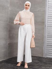 Firerie Plicated Detail Wide White Leg Pants - White - View 4