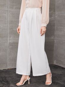 Firerie Plicated Detail Wide White Leg Pants - White - View 5