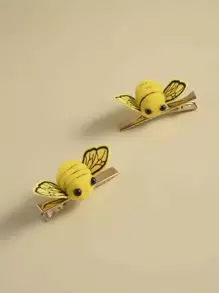 2 pièces Pinces à cheveux décoratives en forme d'abeille de dessin animé, pinces à griffes mignonnes, barrettes à cheveux, accessoires scolaires