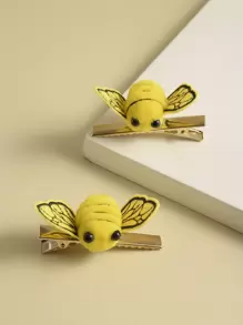2 pièces Pinces à cheveux décoratives en forme d'abeille de dessin animé, pinces à griffes mignonnes, barrettes à cheveux, accessoires scolaires