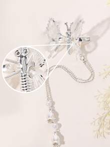 2 chiếc kẹp tóc trang trí hình con bướm thanh lịch - Bạc - Xem 3