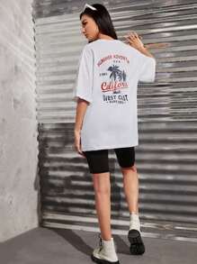 SHEIN LUNE Áo thun Lá thư Giải trí - trắng - Xem 1