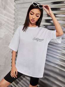 SHEIN LUNE Áo thun Lá thư Giải trí - trắng - Xem 5