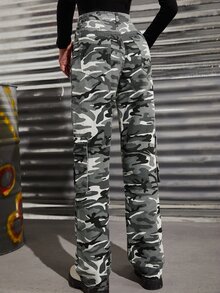Camo Flap Pocket Side Cargo Jeans - Multicolor - View 2