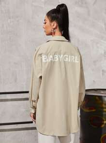 SHEIN Unity Letter Graphic Drop Shoulder Shirt - Light Grey - View 1