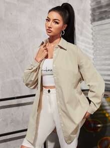 SHEIN Unity Letter Graphic Drop Shoulder Shirt - Light Grey - View 2