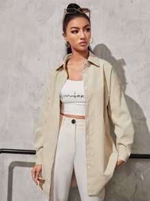 SHEIN Unity Letter Graphic Drop Shoulder Shirt - Light Grey - View 3