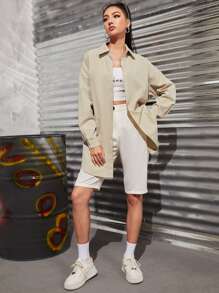 SHEIN Unity Letter Graphic Drop Shoulder Shirt - Light Grey - View 4