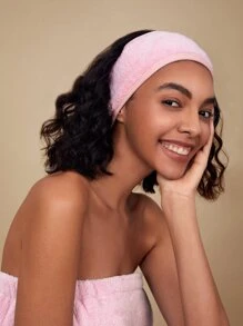 SHEIN Basic living BASIC LIVING 1 件入純色鉤環緊固件浴缸頭帶 - 粉色 - 查看 7