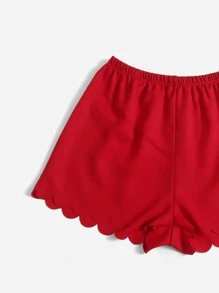 SHEIN VCAY Bộ đồ hai mảnh nữ Thắt nút Sò điệp màu trơn Giải trí - Đỏ - Xem 6