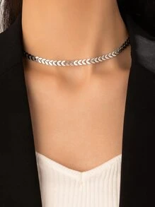 Minimalist Solid Necklace - Silver - View 2