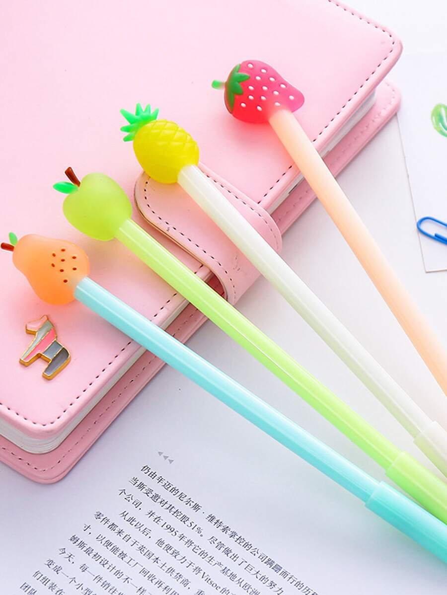 4入組水果設計隨機中性筆 - 彩色 - 查看 1