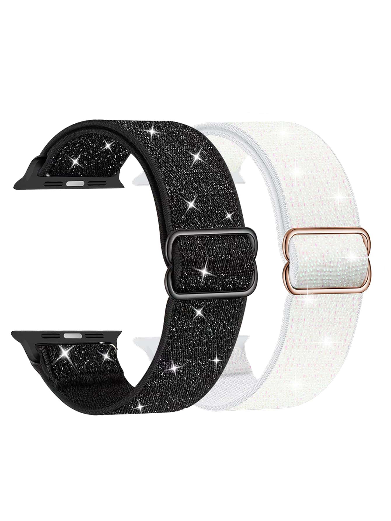 2Pcs/Set Nylon Sport Loop Band Compatible With Apple Watch Band 38mm 40mm 41mm 42mm 44mm 45mm 46mm 49mm Women Men, Soft Adjustable Replacement Strap Compatible With IWatch Series 10 9 8 7 6 5 4 3 2 1 SE Ultra 2/1 - Black and White - View 1