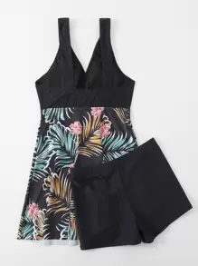 Random Tropical Print Swim Dress Summer Beach - Multicolor - View 2