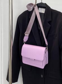 極簡風格翻蓋方包 - 紫色 - 查看 2